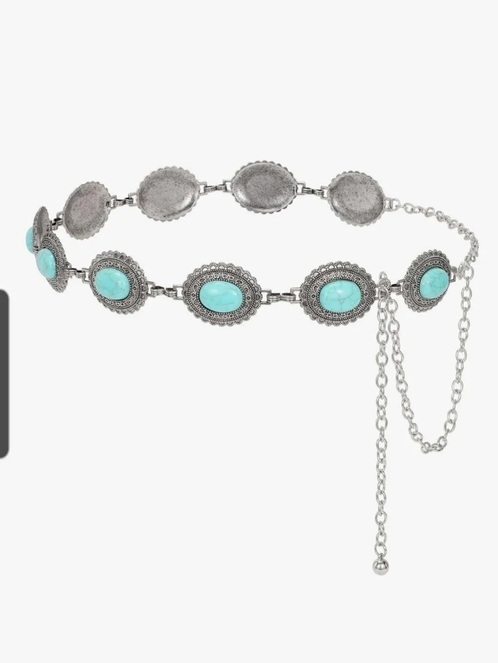 Western Boho Turquoise Concho Chain Belt